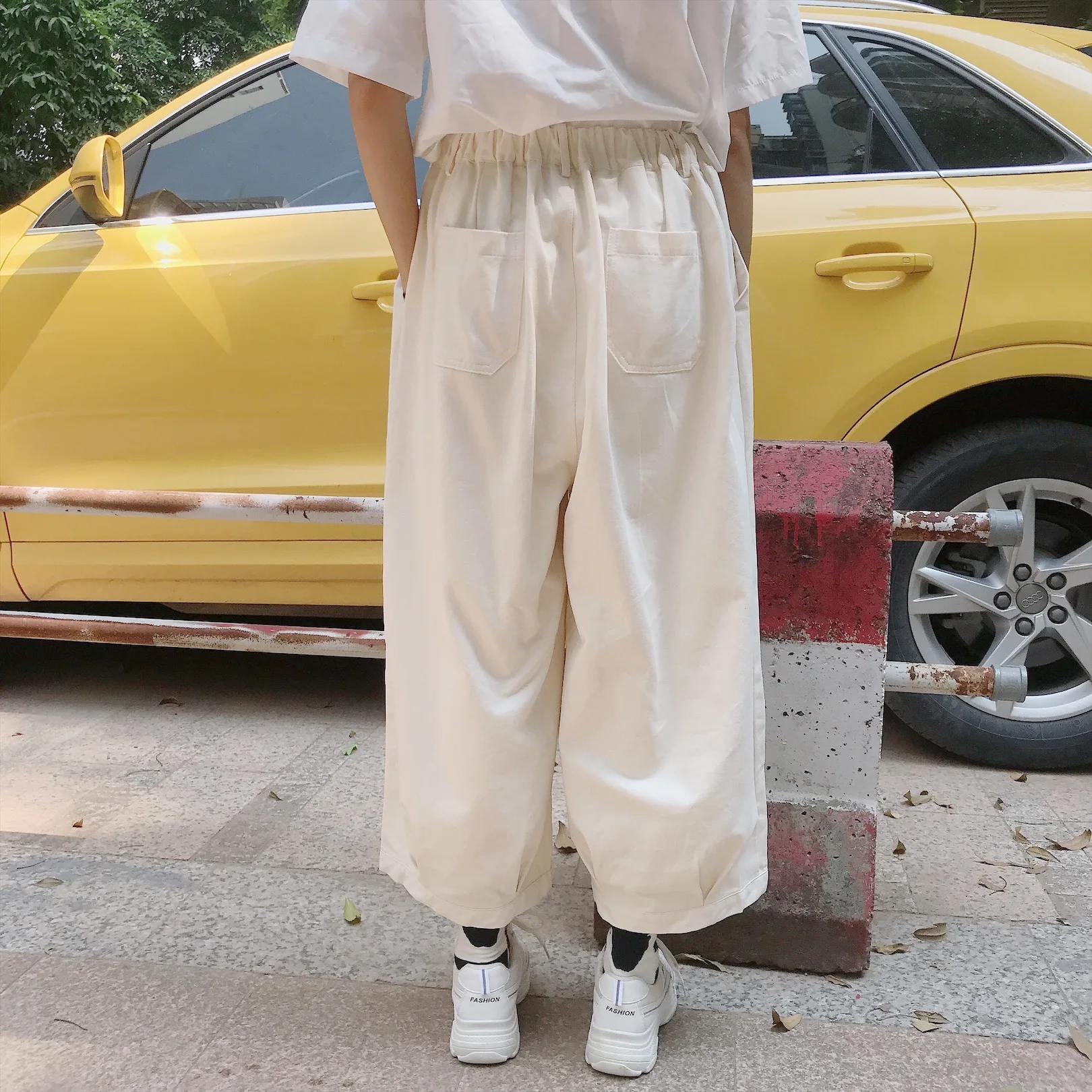 

New Summer Harajuku Kawaii Pants Female Soft Sister Patch Floral Wide Feet Pants Women Loose Straight Pants Mujer