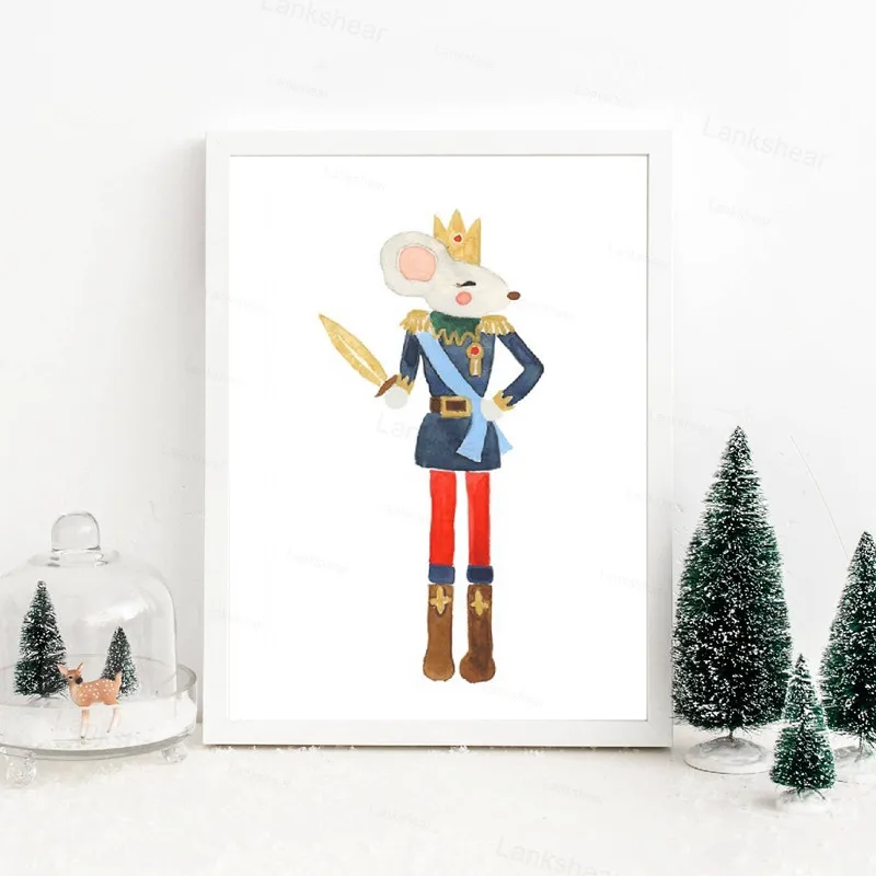 Рождественский гайковёр принты акварельные настенные картины праздничный