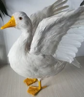 simulation duck hard model large 35x50cm white feathers duck with spreading wings home garden decoration gift b1050