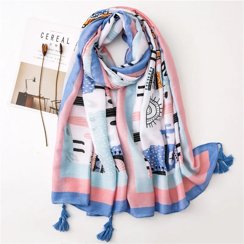 

Роскошный фирменный шарф 2021, Женская длинная шаль из хлопка и льна на весну и осень, универсальный модный головной платок двойного назначения из кашемира