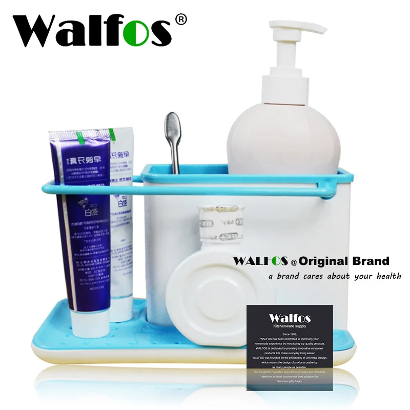 

WALFOS Kitchen Sponge Drainage Rack Multi-function Dishes From The Drain Slot Storage Rack Tableware Towel Rack Kitchen Cleaning
