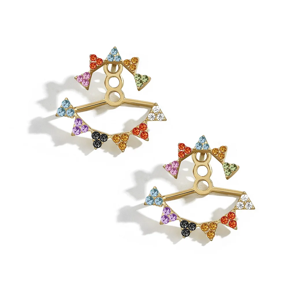 Серьги-гвоздики в виде снежинки женские элегантные полукруглые ювелирные