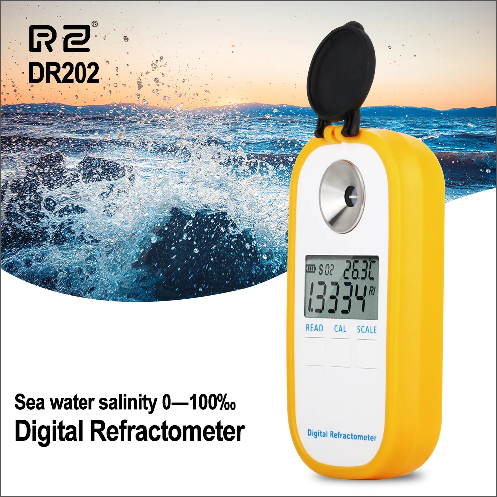 

DR202 Digital Sea Water Refractometer Seawater Salinity Meter Specific Gravity Range 0-0.1 Chlorinity 0~0.057 Refractometer
