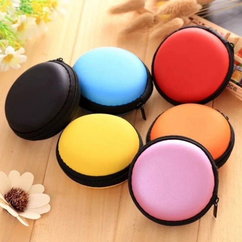 Круглый Мини-органайзер для наушников коробка хранения кабелей контейнер SD