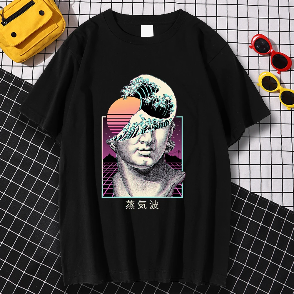 

Удобные винтажные брендовые футболки большого размера с рисунком стилизованного изображения Дэвида укиё, мужские футболки с коротким рука...