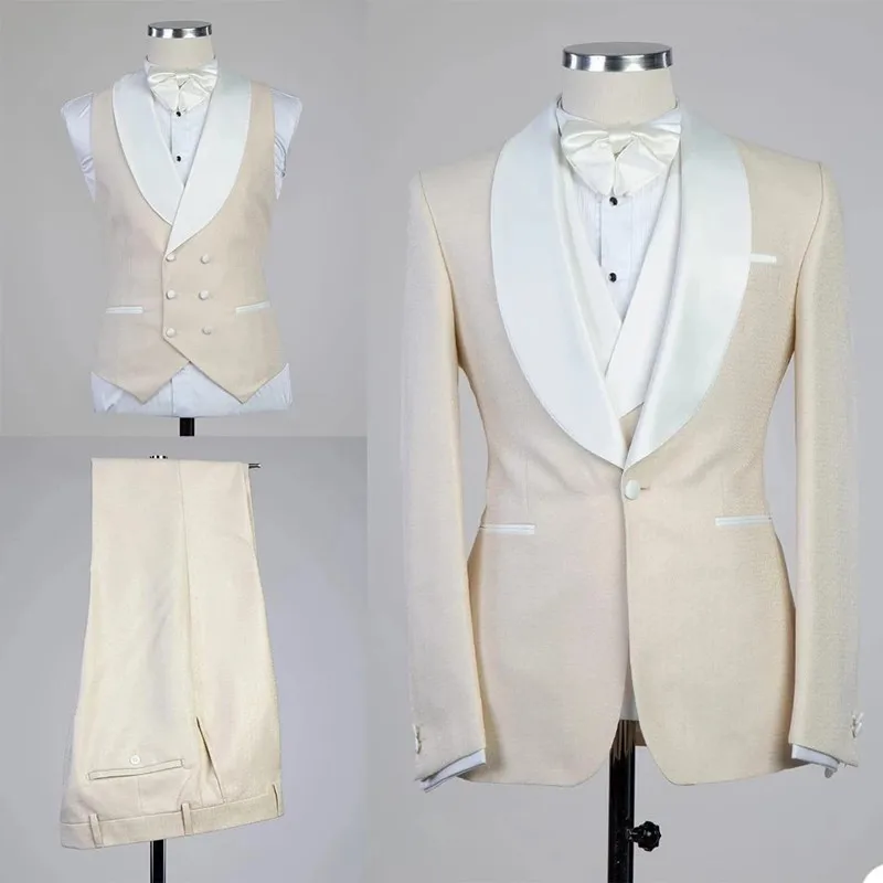 

Новое поступление, мужской костюм с одной пуговицей, белого цвета, облегающие мужские костюмы, свадебные смокинги из 3 предметов, блейзер дл...