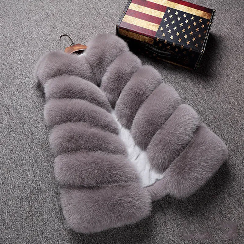 Новая меховая куртка жилет безрукавка из искусственного меха лисы Женское