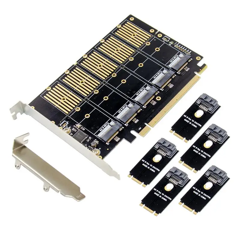 

PCIe3.0 X16 to 5 Ports M.2 Key B NGFF 6Gbps Expansion Card NGFF SSD Adapter Card For Laptop PC