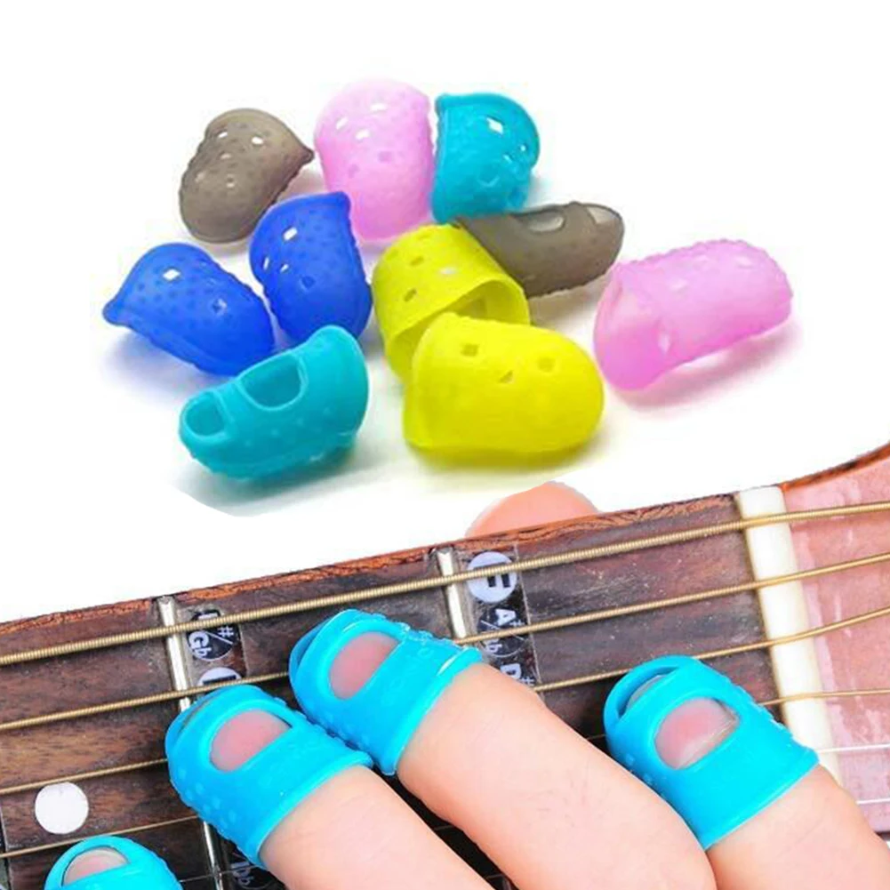 4 шт./компл. силиконовые Ukulele гитаре, расширитель для пальца, выбирает протектор Plectrum Fingertip наперсток палец защитные колпачки