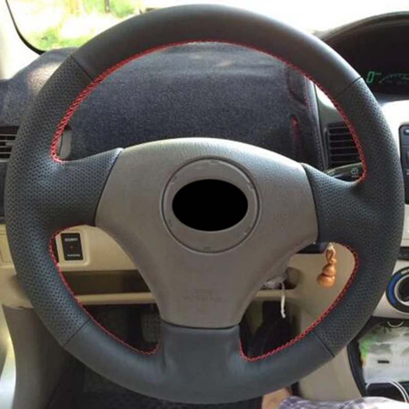 Черный кожаный прошитый вручную чехол рулевого колеса автомобиля для Toyota Vios Old