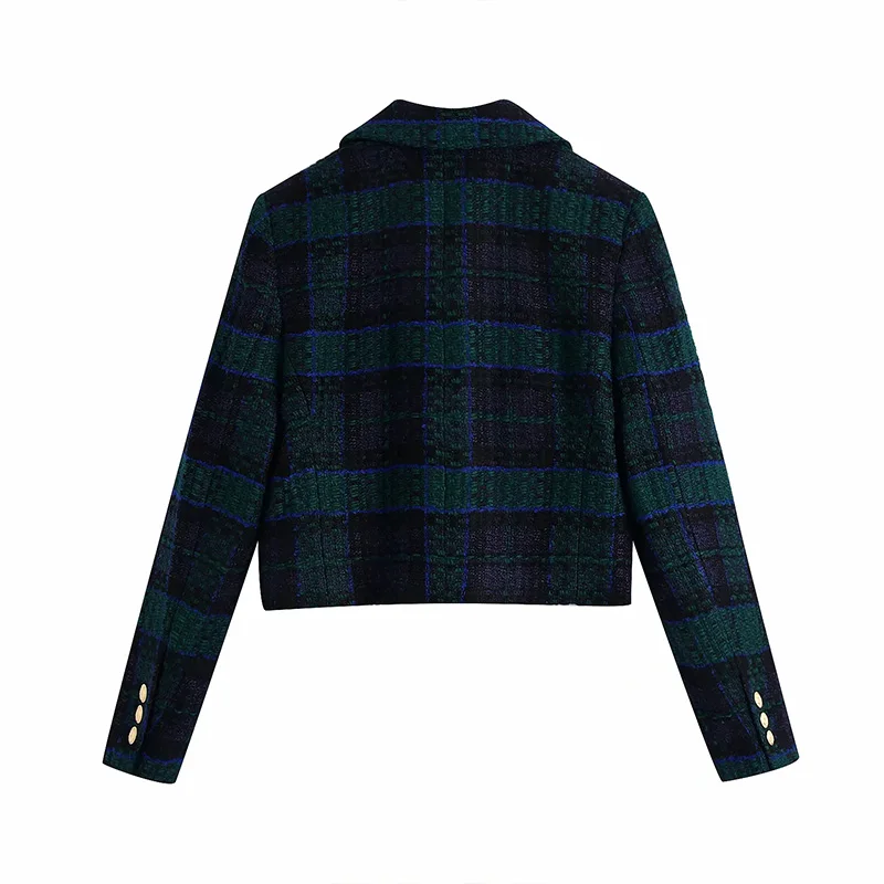 Женский костюм из блейзера Za комплект двух предметов укороченный клетчатый