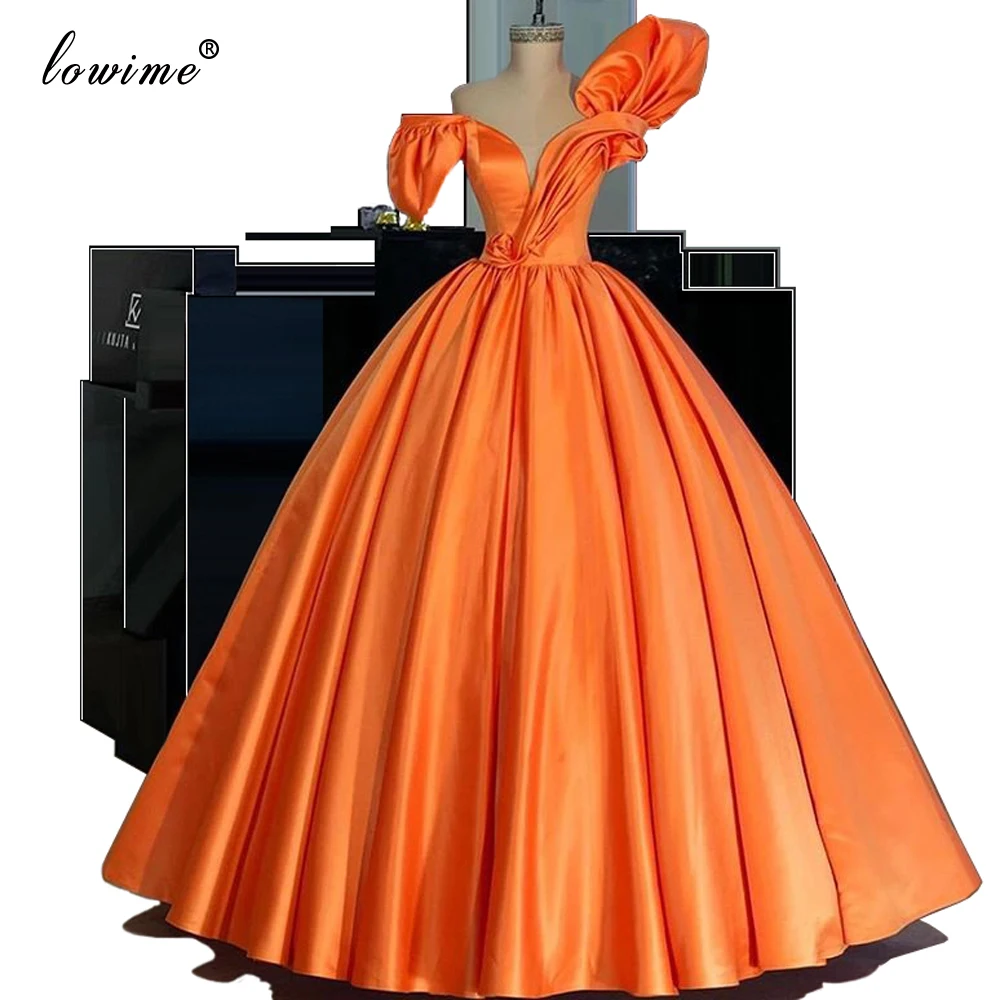 Винтажное оранжевое платье знаменитости с открытыми плечами турецкий кутюр