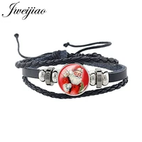 jweijiao santa claus picture bracelet glass cabochon merry christmas letter symbol bracelets bangle gift j224