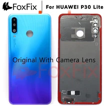 Original Back Cover for Huawei P30 Lite Battery Cover Back Glass Panel Nova 4e Rear Housing Door Case+Camera Lens Replacement