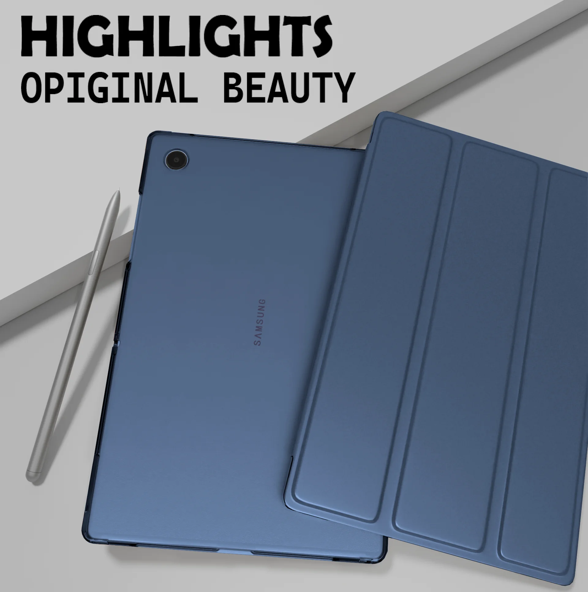 for samsung galaxy tab a8 10 5 inch 2022 tablet cover for samsung tab a8 10 5 sm x200sm x205 tri folding stand case free global shipping