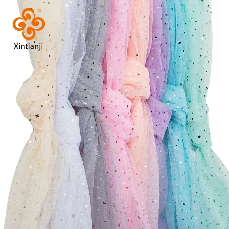 Недорогая ткань тюль для шитья детское платье Звездная сетчатая Diy красочное