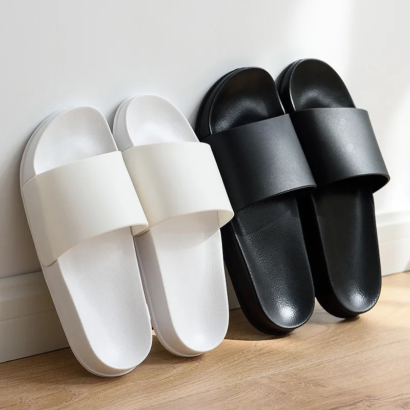 Summer Home Men Slippers Simple Black White Lovers Shoes Non-slip Bathroom Slides Flip Flops Indoor Women Platform Slippers