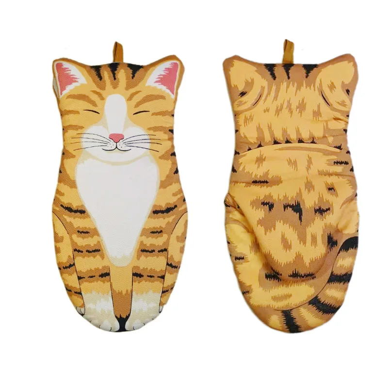 Adorable 3D Cartoon Cat Paws Oven Mitts Long Cotton Baking Insulation Gloves Microwave Heat Resistant Non-slip Kitchen | Дом и сад