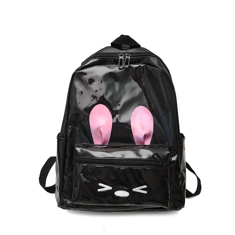 

Campus cute cartoon embroidery rabbit laser backpack personality reflective sweet girl students schoolbag