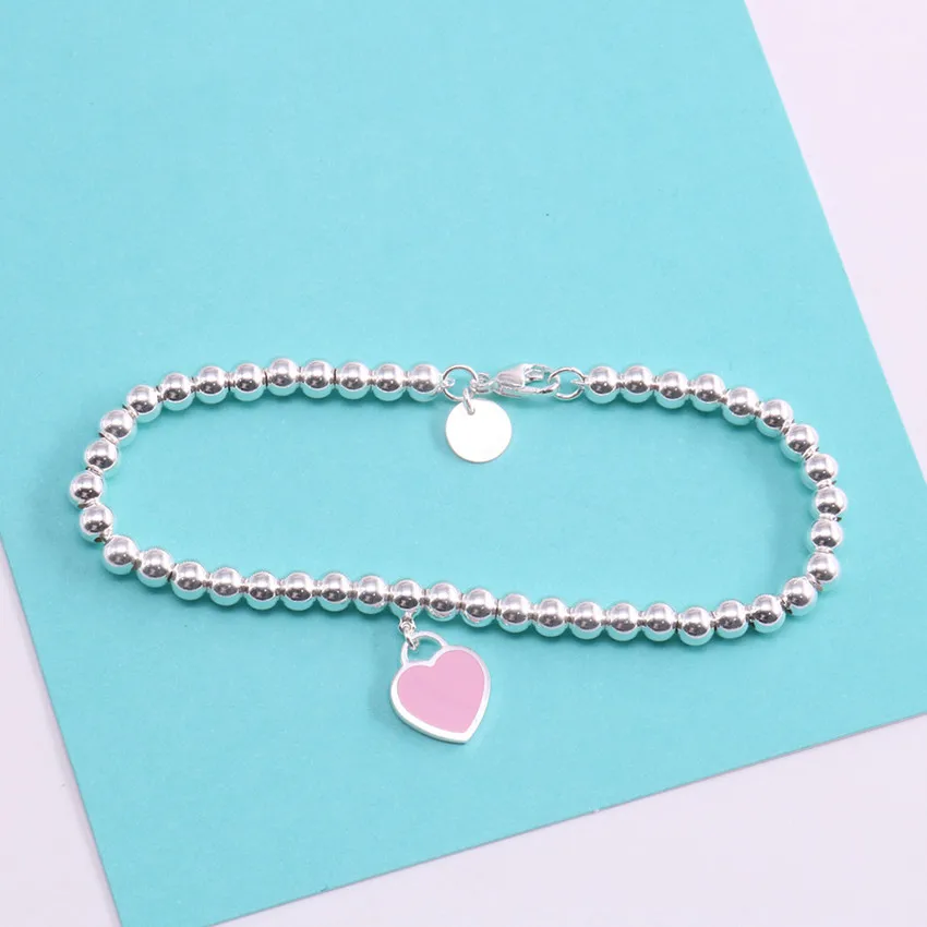 

Ms S925 pure silver enamel drop pink, blue, red, 4 m beads fashionable joker woman holiday gifts