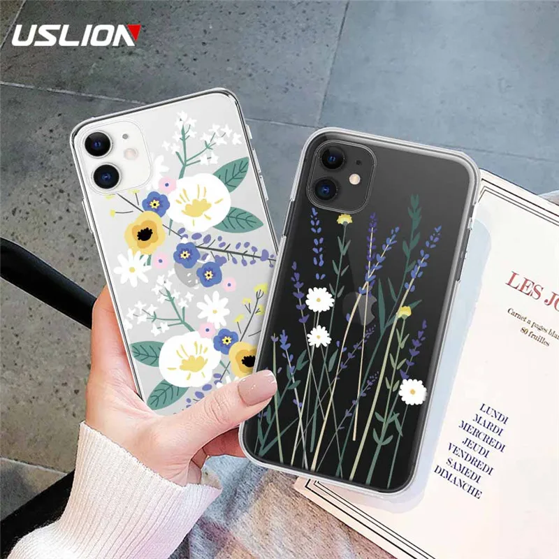 USLION прозрачный цветной чехол для iPhone 11 Pro Max XS XR X 6 7 8 Plus 5s SE Мягкий силиконовый