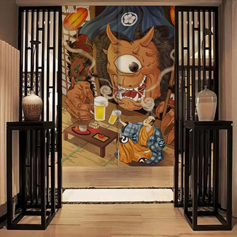 Декоративная занавеска в японском стиле для окна двери кухни комнаты тканевый