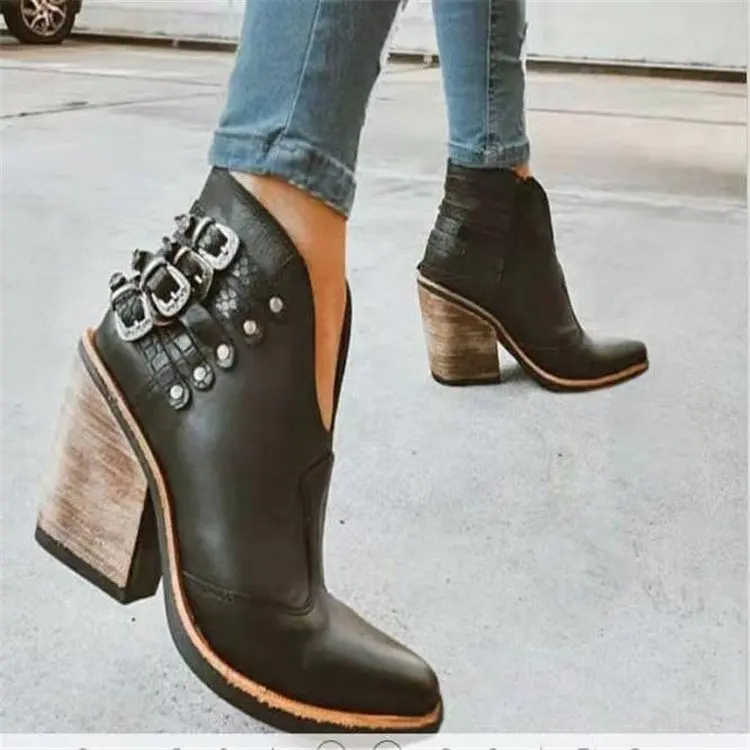 

Bohemian Boho Heel Boot Ethnic Women Fringe Buckle Faux Suede Leather Ankle Boots 2020 Woman Girl Flat Shoes Chelsea Booties