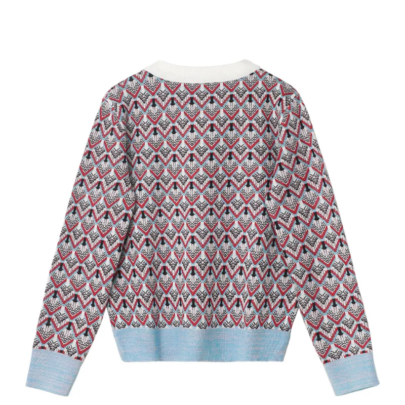 

Fall Knit Cardigan Women V-Neck Retro Vintage Spring All-Match Contrast Button Dropped Long Sleeve Casual Chic Tops Sweater Lady