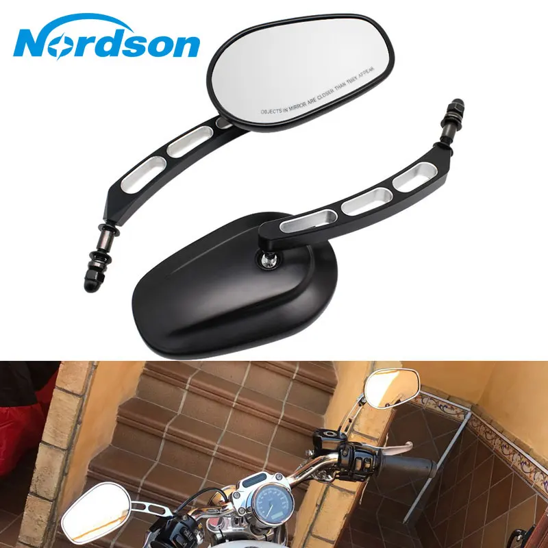

Nordson Universal 1 Pair Motorcycle Mirrors Side Rearview Mirror 8mm Motorcycle Moto Mirror Aluminum Black for Harley Davidson