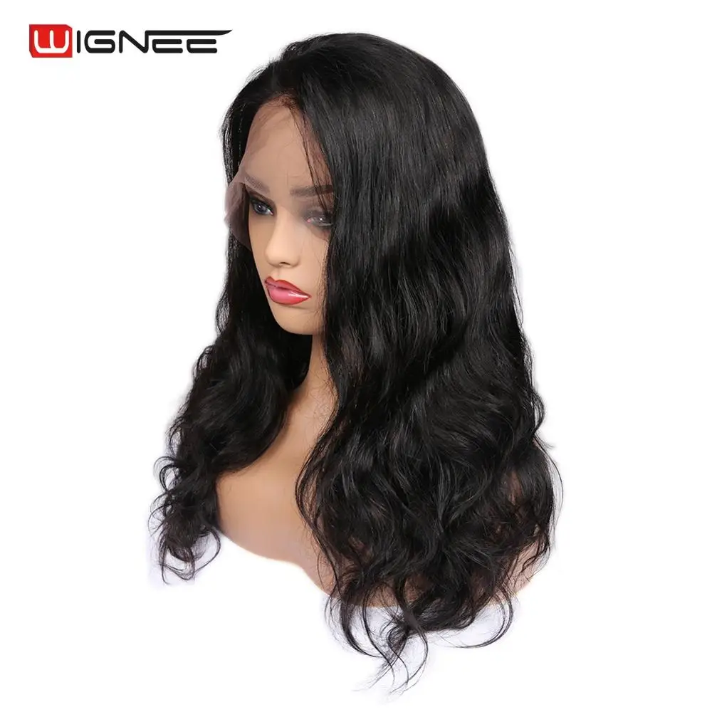 Парики из натуральных волос на кружеве Wignee для черных женщин бразильские волосы