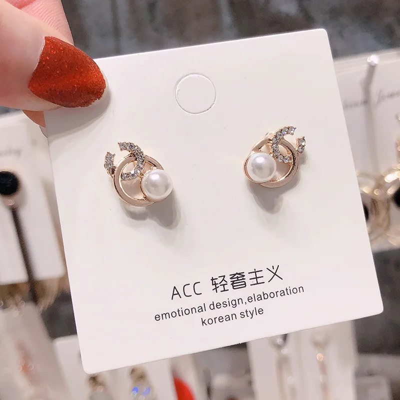 Серебряные иглы длинные женские серьги с жемчугом модные темперамент простые анти-аллергические серьги летние индивидуальные сетчатые украшения