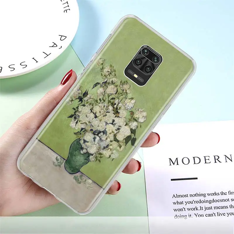 

Phone Case for Xiaomi Redmi Note 10 9S 9T 9 8 Pro 8T 7 7A 9A 9C K30 K40 Van Gogh Art Painting Flower Bumper Cover Coque Fundas