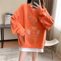 trendy ins autumn clothes 2021 new womens fat sister large size loose bf idle style pullover sweater top