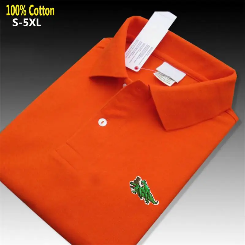 100% Cotton XS-5XL Summer New Mens Short Sleeve Polos Shirts Casual Brand Embroidery Logo Mens Lapel Tops Fashion Male Clothes