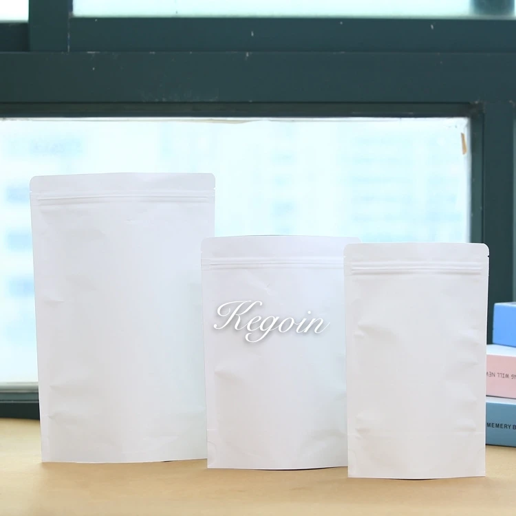 Экологичный белый стоячий алюминизирующий пакет из крафт-бумаги с