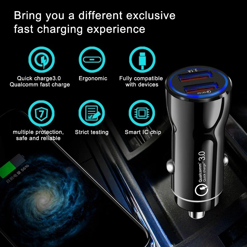 Двойной зарядное устройство USB быстрая зарядка 3 0 Быстрая для IPhone X 7 8 samsung S9 huawei