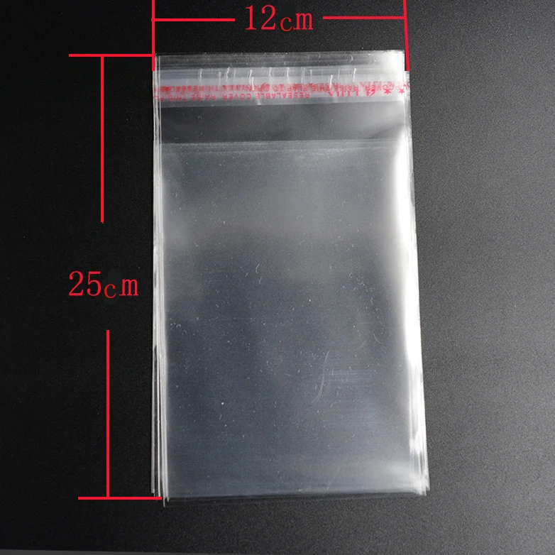 

Pouches 50pcs 12*25cm Clear Resealable Cellophane/BOPP/Poly Bags Transparent OPP Packing Plastic Bags Self Adhesive Seal