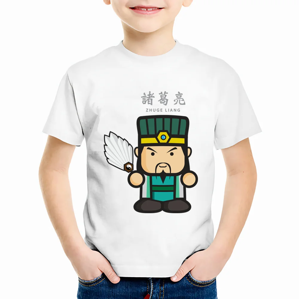 

Мультяшная детская футболка для мальчиков и девочек, детские топы с коротким рукавом и принтом китайского тройного царства, летняя модная о...