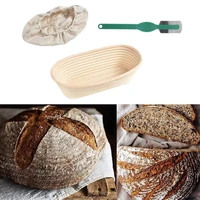 oval rattan bread fermentation rattan basket natural dough baguette 5 sizes with cloth cover country cutter proofing basket