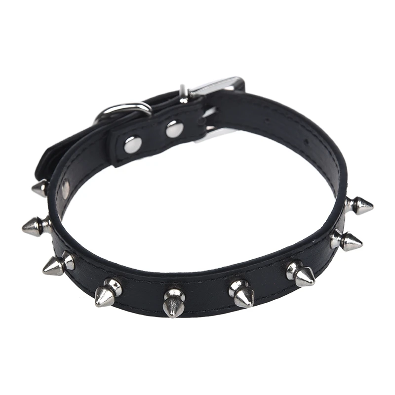 

Dog Collars Studded Collar PU Leather Black Size M