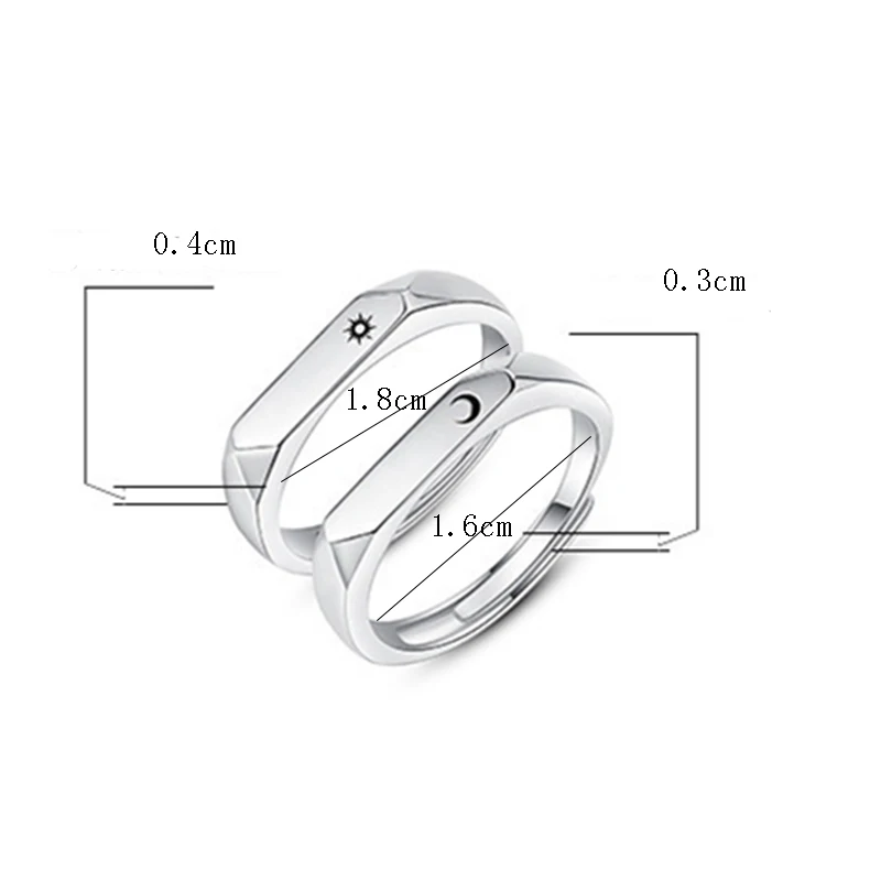 

Fashion Simple Opening Sun Moon Ring Minimalist Silver Color Sun Moon Adjustable Ring For Men Women Couple Engagement Jewelry