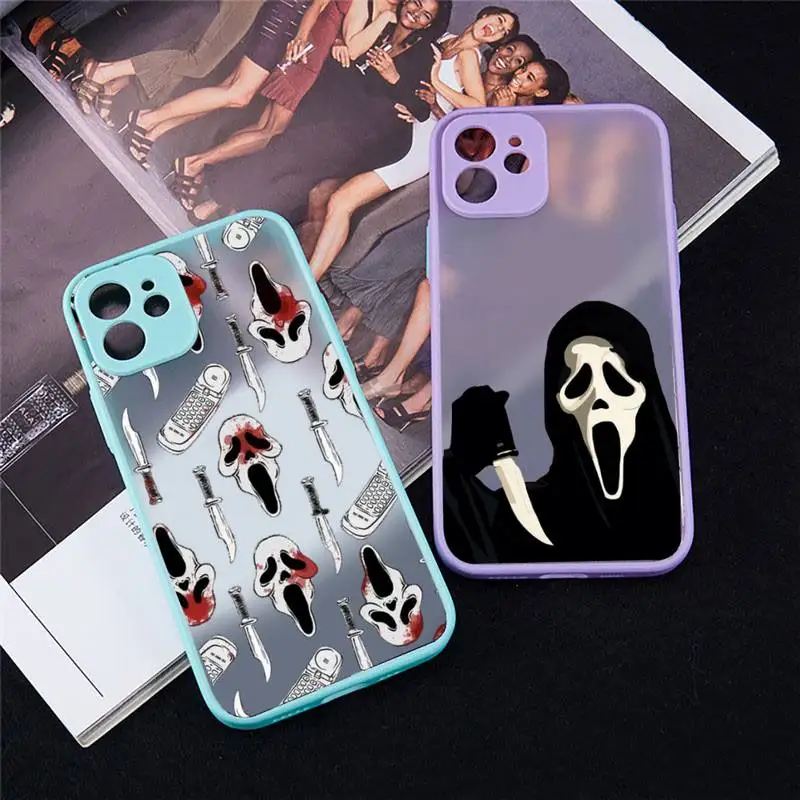 

Ghostface Phone Case For iPhone 13 12 11 Mini Pro XR XS Max 7 8 Plus X Matte transparent blue Back Cover