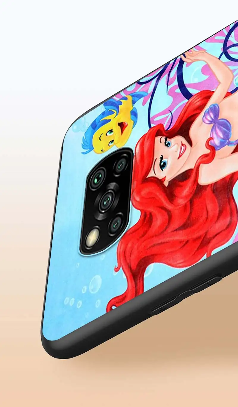

Mermaid Disney Princess for Xiaomi Poco X3 NFC X2 M3 M2 F2 F3 Pro C3 F1 A2 Lite Mix3 Play Silicone Soft Black Phone Case