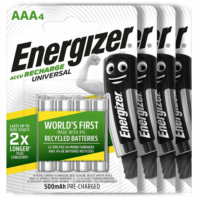 

16 x Energizer AAA batteries Rechargeable Universal 500mAh Accu NiMH HR03 4 Pack