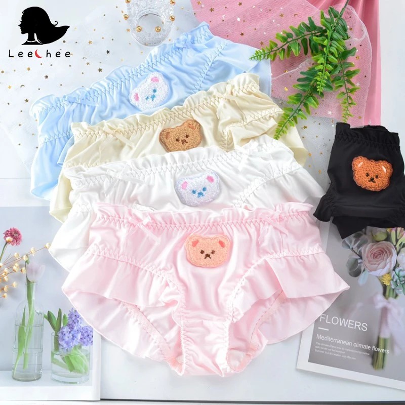Leechee японское вышитое женское нижнее белье с милыми пушистыми цветами женские