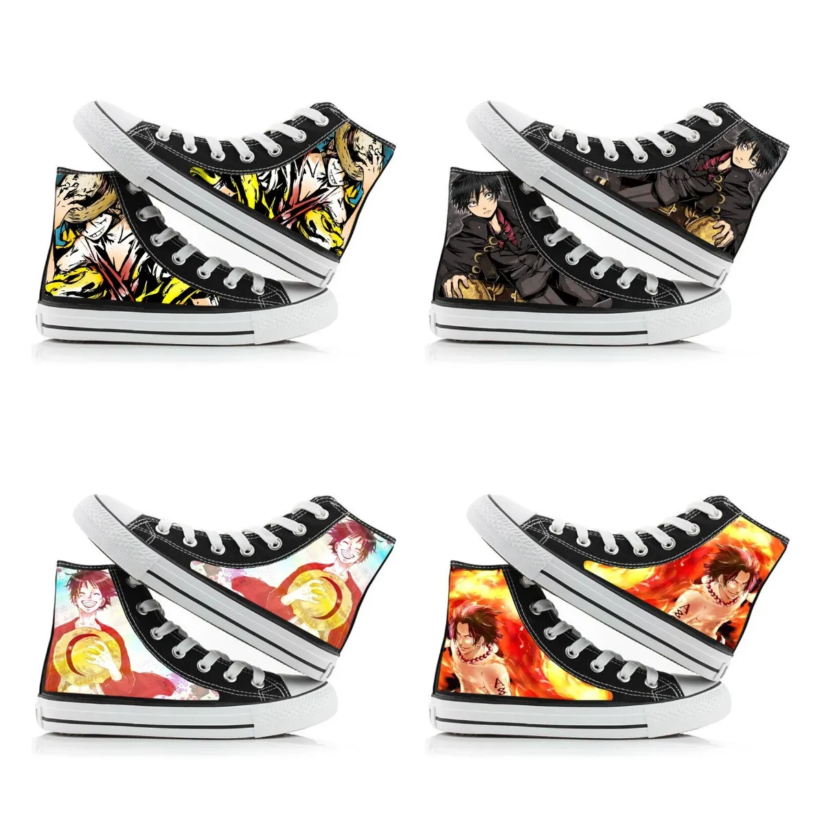 

Аниме цельный костюм обувь Обезьяна D Луффи мультфильм Печатные Высокие брезентовые туфли плоская подошва повседневная спортивная обувь д...