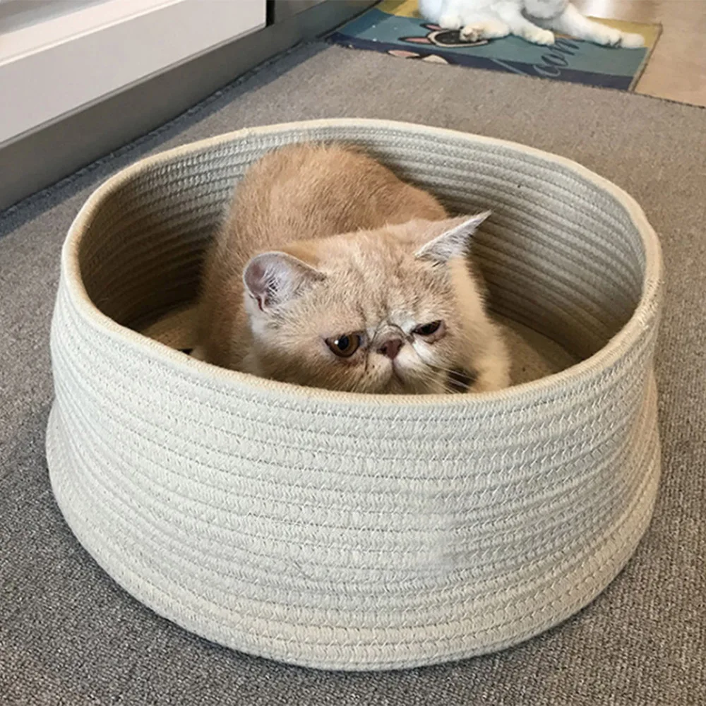 Универсальный круглый коврик Когтеточка для кошек хлопковый шнур теплый