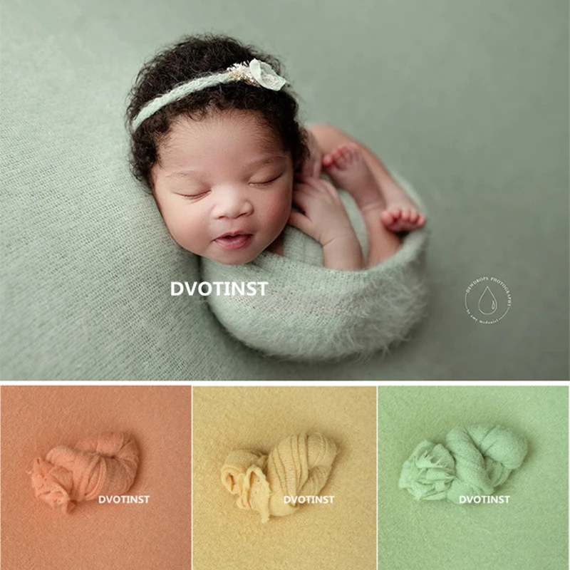 Dvotinst Newborn Photography Props for Baby Knit Soft Plush Wrap Background Blanket Studio Shoots Fotografia Photo Props