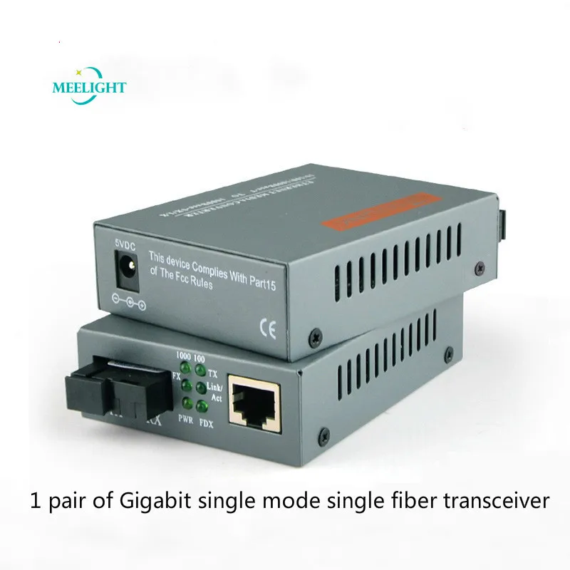 1 пара однорежимных гигабитных оптоволоконных трансиверов однорежимный