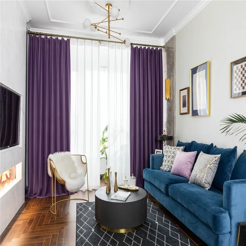 

Nordic Fashion Simple Solid Color Velvet Curtains Living Room Bedroom Curtains